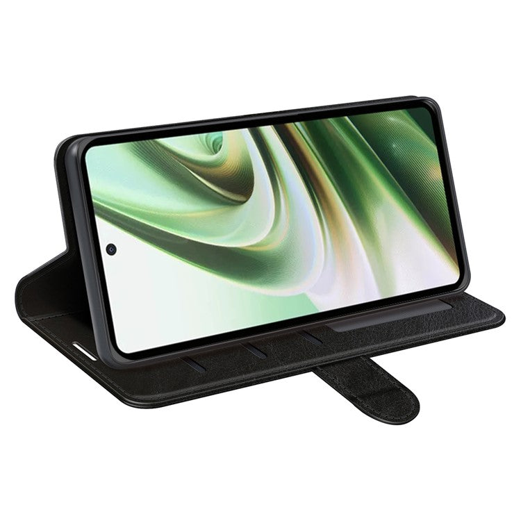 Cell Phone Case for OnePlus Nord CE 3 Lite 5G / Nord N30 5G , PU Leather Crazy Horse Texture Flip Stand Cover Wallet - Black