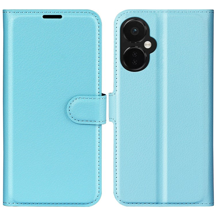 For OnePlus Nord CE 3 Lite 5G / Nord N30 5G Litchi Texture Leather Phone Stand Wallet Cover Anti-Dust Flip Case - Blue
