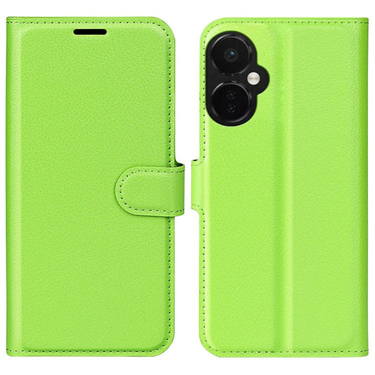 For OnePlus Nord CE 3 Lite 5G / Nord N30 5G Litchi Texture Leather Phone Stand Wallet Cover Anti-Dust Flip Case - Green