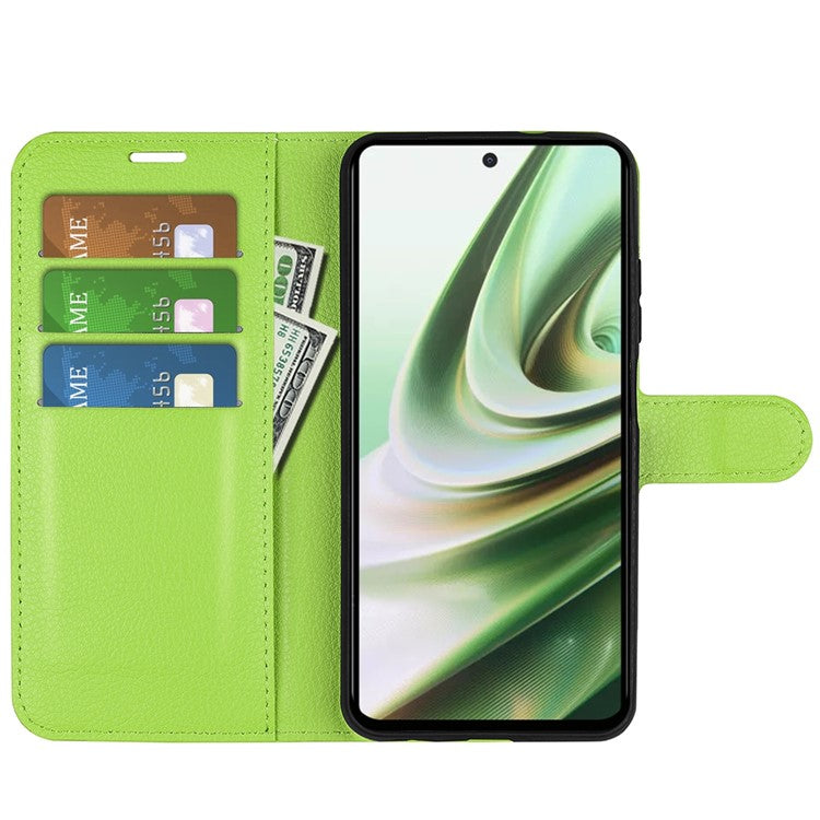 For OnePlus Nord CE 3 Lite 5G / Nord N30 5G Litchi Texture Leather Phone Stand Wallet Cover Anti-Dust Flip Case - Green