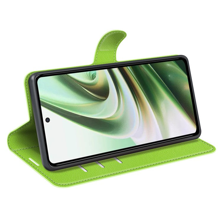 For OnePlus Nord CE 3 Lite 5G / Nord N30 5G Litchi Texture Leather Phone Stand Wallet Cover Anti-Dust Flip Case - Green