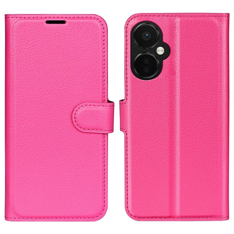 For OnePlus Nord CE 3 Lite 5G / Nord N30 5G Litchi Texture Leather Phone Stand Wallet Cover Anti-Dust Flip Case - Rose