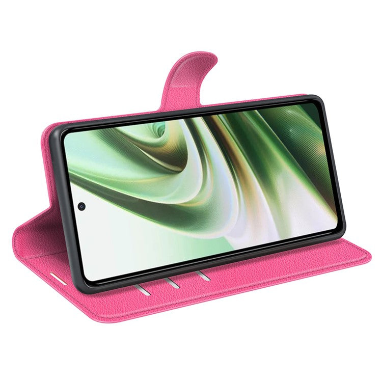 For OnePlus Nord CE 3 Lite 5G / Nord N30 5G Litchi Texture Leather Phone Stand Wallet Cover Anti-Dust Flip Case - Rose