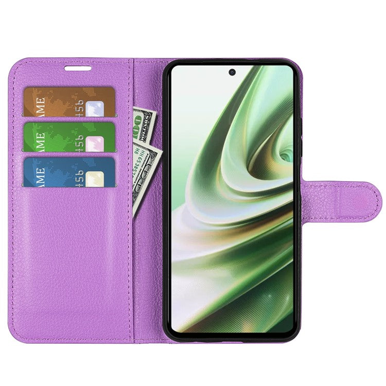 For OnePlus Nord CE 3 Lite 5G / Nord N30 5G Litchi Texture Leather Phone Stand Wallet Cover Anti-Dust Flip Case - Purple