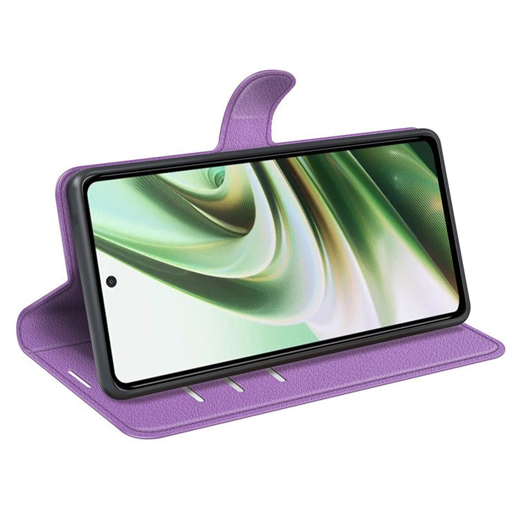 For OnePlus Nord CE 3 Lite 5G / Nord N30 5G Litchi Texture Leather Phone Stand Wallet Cover Anti-Dust Flip Case - Purple