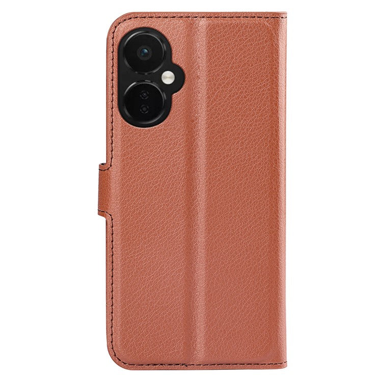 For OnePlus Nord CE 3 Lite 5G / Nord N30 5G Litchi Texture Leather Phone Stand Wallet Cover Anti-Dust Flip Case - Brown