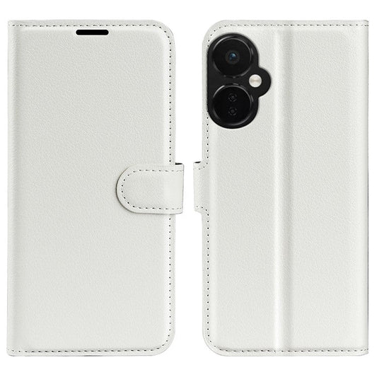 For OnePlus Nord CE 3 Lite 5G / Nord N30 5G Litchi Texture Leather Phone Stand Wallet Cover Anti-Dust Flip Case - White