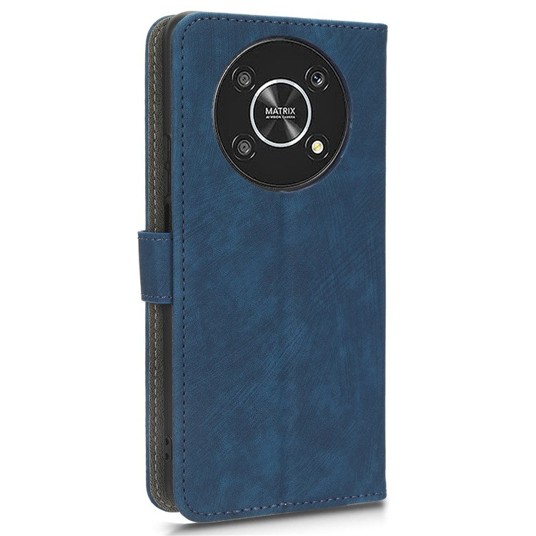 For Honor Magic4 Lite 5G / X9 5G / X30 5G Phone Bag Case RFID Blocking Wallet Leather Stand Phone Cover with Strap - Blue