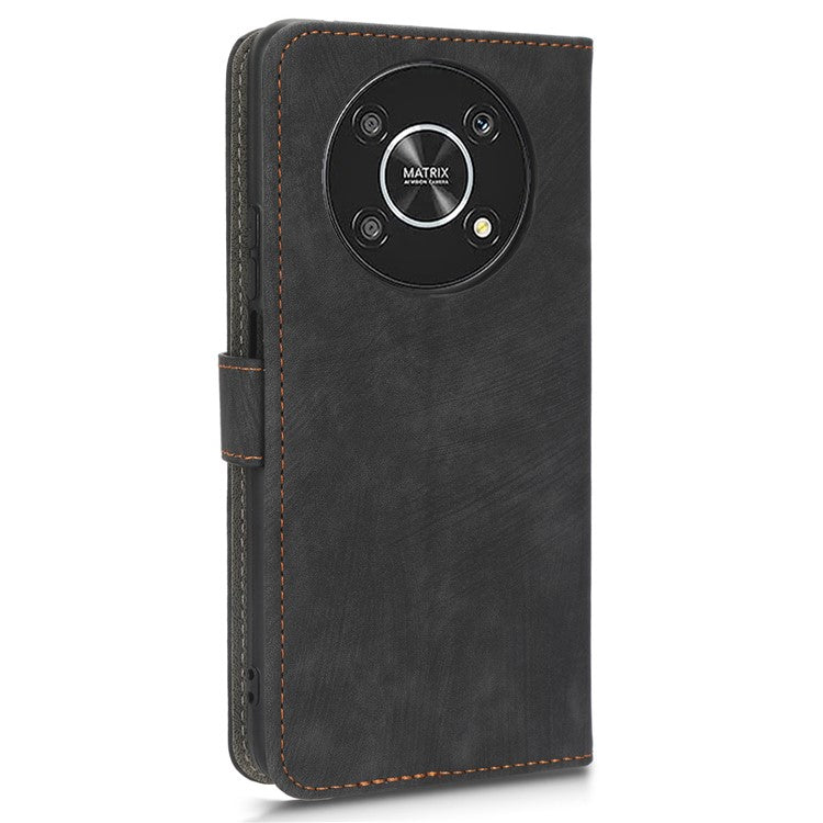 For Honor Magic4 Lite 5G / X9 5G / X30 5G Phone Bag Case RFID Blocking Wallet Leather Stand Phone Cover with Strap - Black