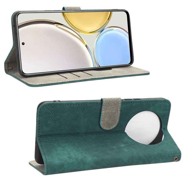 For Honor Magic4 Lite 5G / X9 5G / X30 5G Phone Bag Case RFID Blocking Wallet Leather Stand Phone Cover with Strap - Green