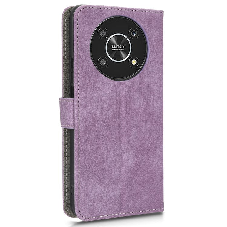 For Honor Magic4 Lite 5G / X9 5G / X30 5G Phone Bag Case RFID Blocking Wallet Leather Stand Phone Cover with Strap - Purple