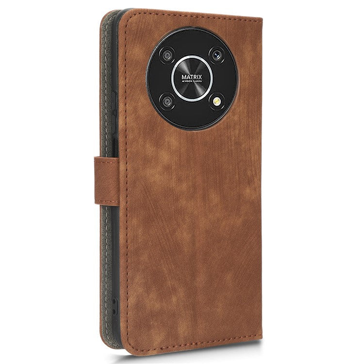 For Honor Magic4 Lite 5G / X9 5G / X30 5G Phone Bag Case RFID Blocking Wallet Leather Stand Phone Cover with Strap - Brown