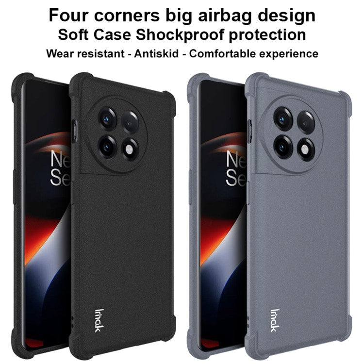 IMAK For OnePlus Ace 2 5G / 11R 5G Matte Phone Case Four Corners Airbag Anti-drop TPU Phone Cover - Black
