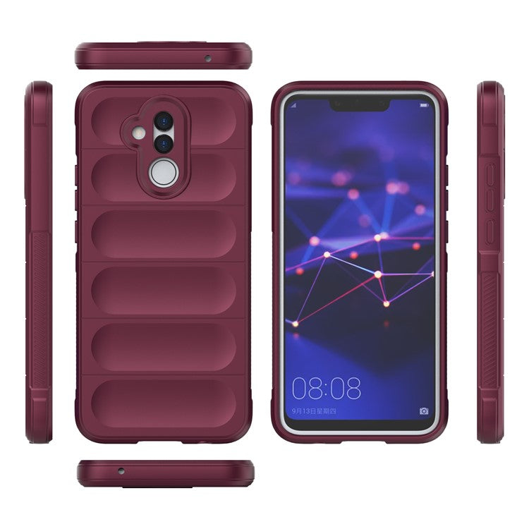 For Huawei Mate 20 Lite TPU Back Protector Phone Case Anti-fall Rugged Cell Phone Cover - Wine Red