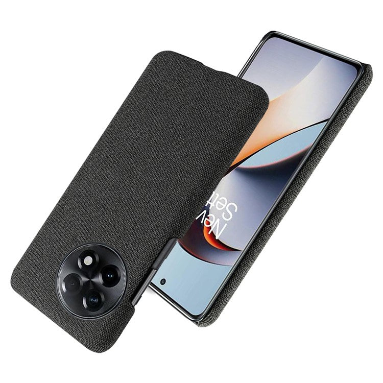 Cloth Texture Smartphone Cover for OnePlus 11R 5G / Ace 2 5G , Solid Color Hard PC+Cloth Anti-scratch Case - Black