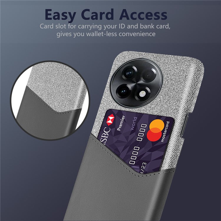 For OnePlus Ace 2 5G / 11R 5G Phone Case Cloth Texture PU Leather+PC Phone Cover with Card Slot - Grey