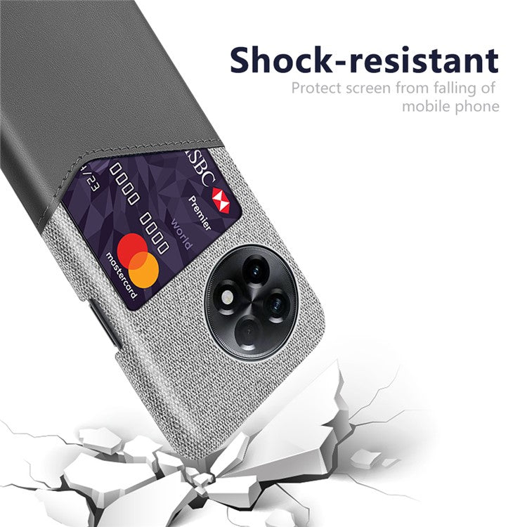 For OnePlus Ace 2 5G / 11R 5G Phone Case Cloth Texture PU Leather+PC Phone Cover with Card Slot - Grey