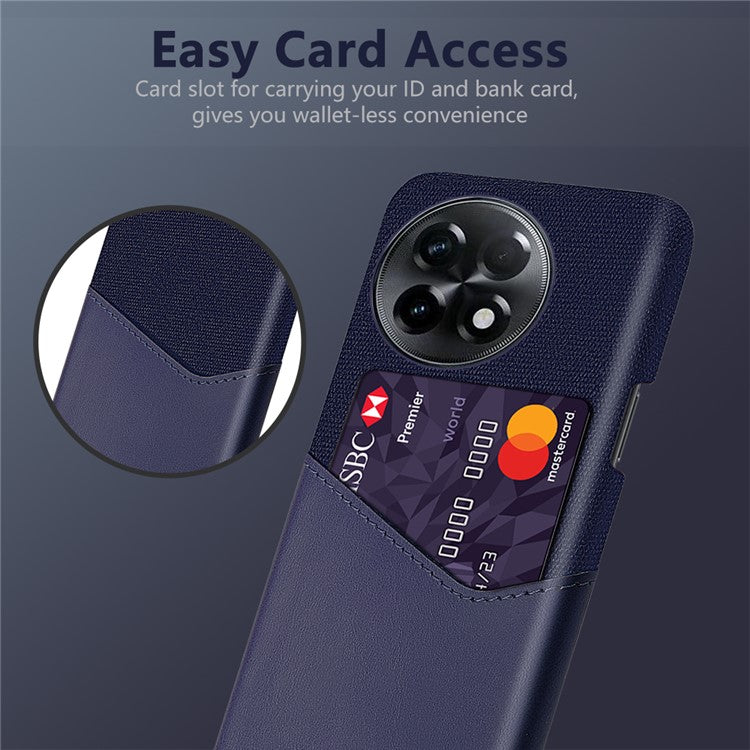 For OnePlus Ace 2 5G / 11R 5G Phone Case Cloth Texture PU Leather+PC Phone Cover with Card Slot - Blue