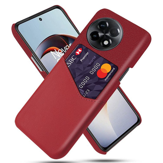 For OnePlus Ace 2 5G / 11R 5G Phone Case Cloth Texture PU Leather+PC Phone Cover with Card Slot - Red