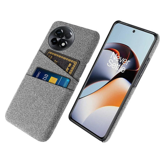 For OnePlus Ace 2 5G / 11R 5G Cloth Texture Phone Back Cover Cellphone Protective Case with 2 Card Slots - Light Grey