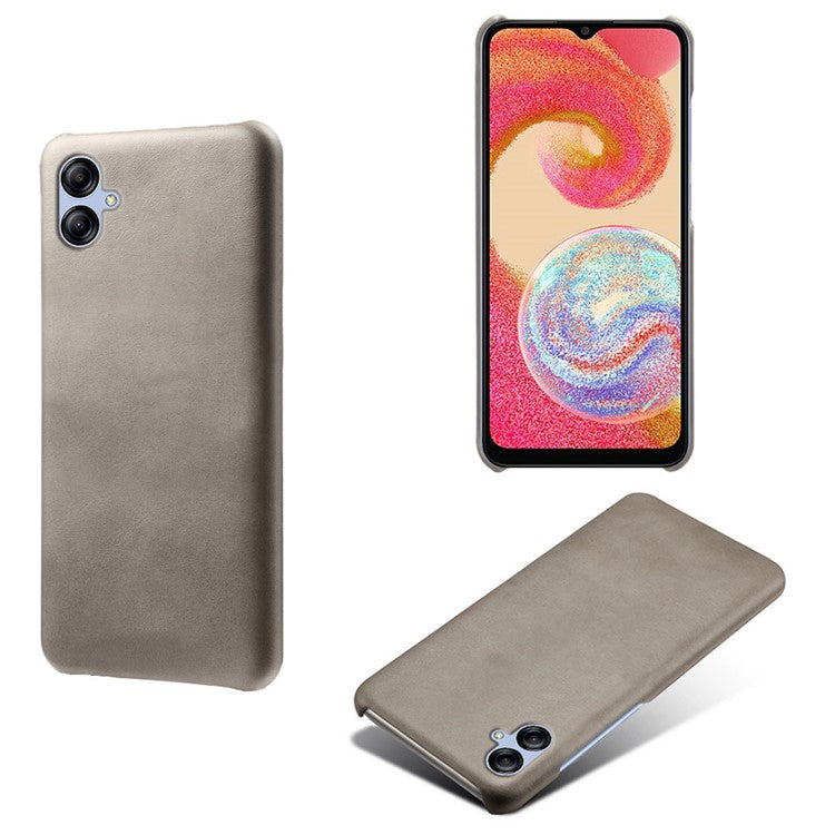 For Samsung Galaxy A04e 4G / M04 4G / F04 4G Phone Case Calf Texture PU Leather+PC Phone Cover - Grey