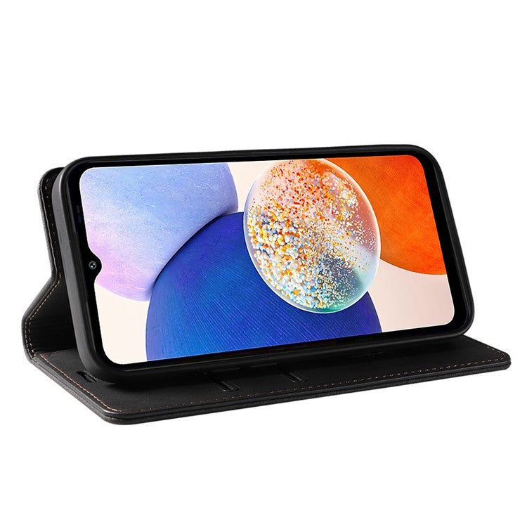 For Samsung Galaxy A14 5G / A14 4G Wallet Magnetic Leather Phone Stand Case Wristband Cell Phone Cover - Blue