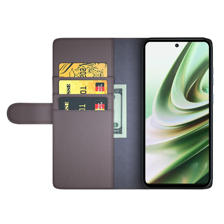 For OnePlus Nord CE 3 Lite 5G / Nord N30 5G Mobile Phone Case Genuine Split Leather Stand Wallet Phone Cover - Brown