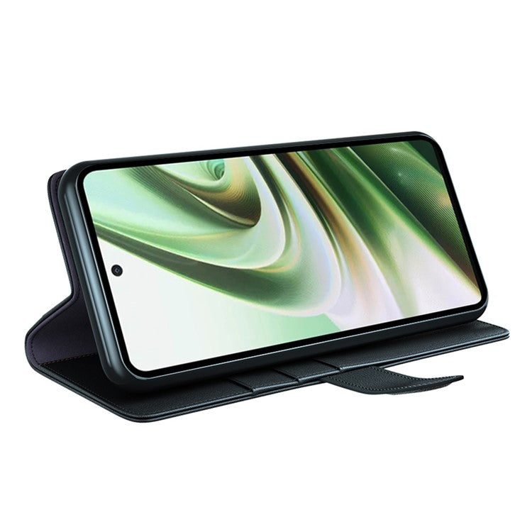 For OnePlus Nord CE 3 Lite 5G / Nord N30 5G Mobile Phone Case Genuine Split Leather Stand Wallet Phone Cover - Black
