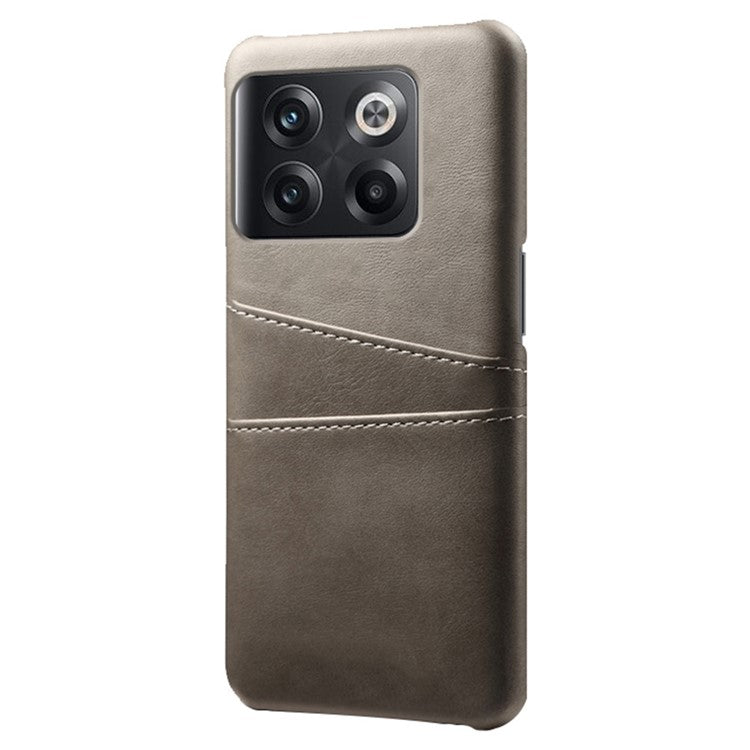 For OnePlus 10T 5G / Ace Pro 5G Phone Back Cover Dual Card Slots PC+PU Leather Phone Case - Grey