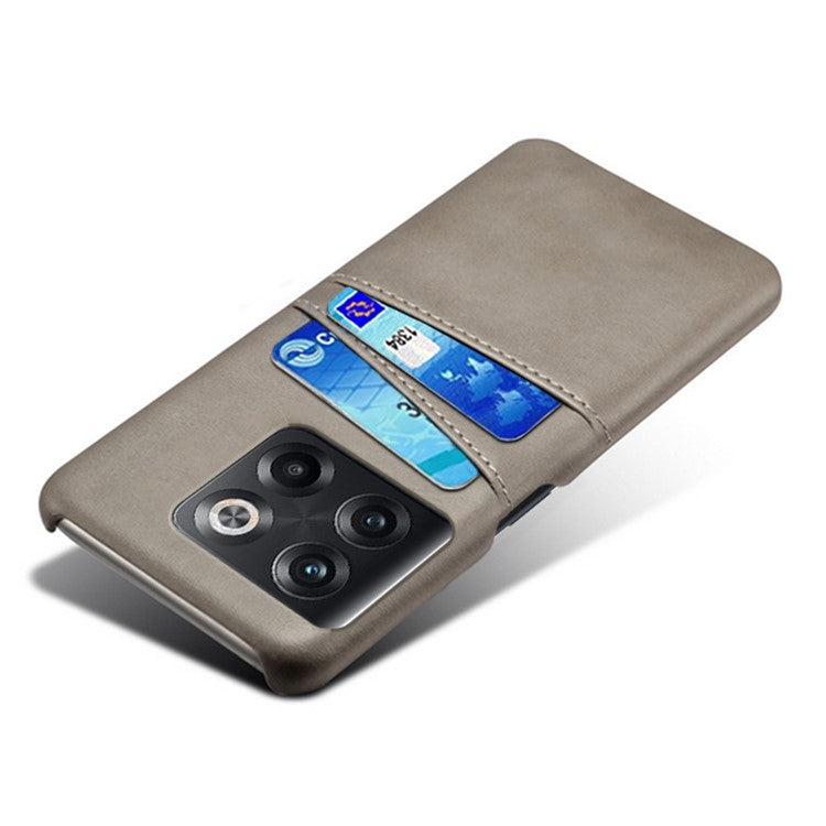 For OnePlus 10T 5G / Ace Pro 5G Phone Back Cover Dual Card Slots PC+PU Leather Phone Case - Grey