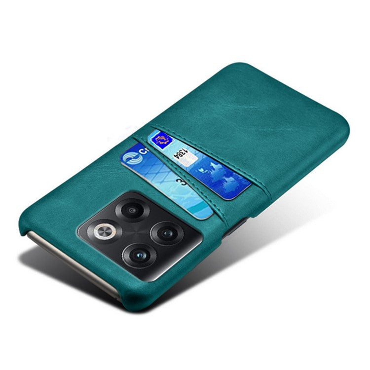 For OnePlus 10T 5G / Ace Pro 5G Phone Back Cover Dual Card Slots PC+PU Leather Phone Case - Green