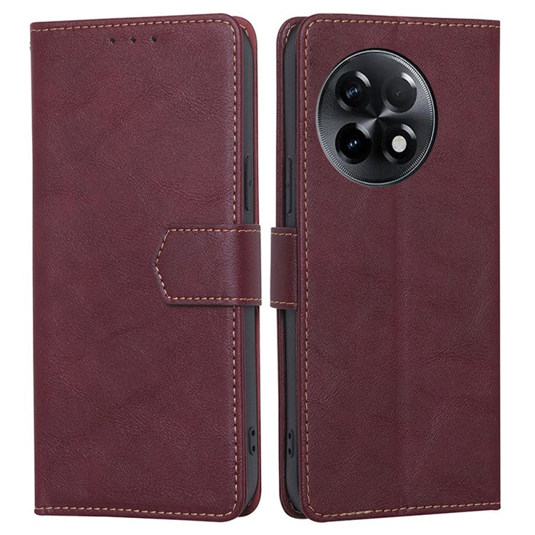 For OnePlus Ace 2 5G / 11R 5G PU Leather Wallet Phone Case Flip Stand RFID Blocking Protective Cover - Wine Red