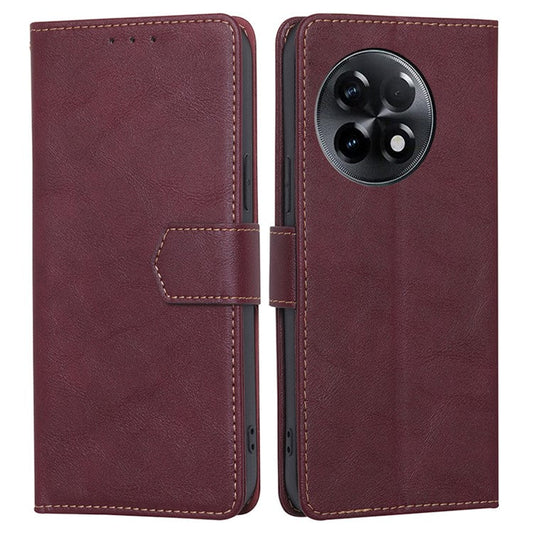 For OnePlus Ace 2 5G / 11R 5G PU Leather Wallet Phone Case Flip Stand RFID Blocking Protective Cover - Wine Red