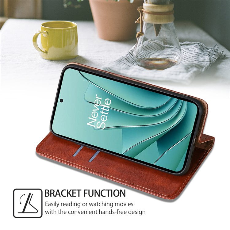 For OnePlus Ace 2 5G / 11R 5G Mobile Case PU Leather Wallet Stand Magnetic Closing Protective Cover - Brown