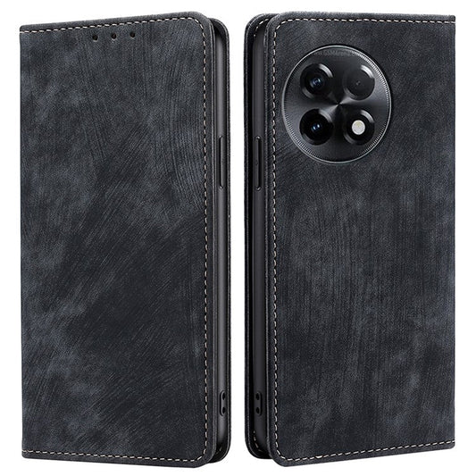 For OnePlus Ace 2 5G / 11R 5G RFID Blocking Leather Wallet Shockproof Cover Folding Stand Phone Case - Black