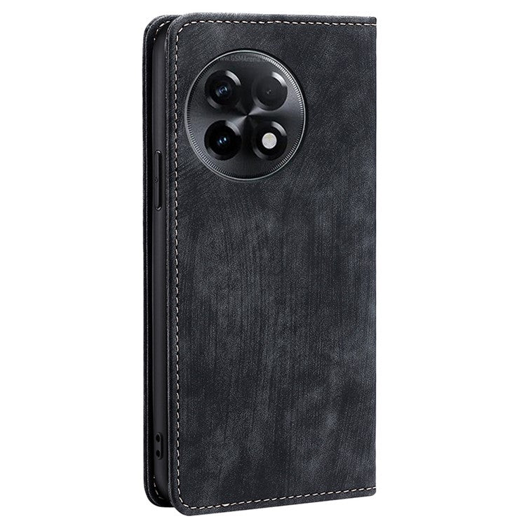 For OnePlus Ace 2 5G / 11R 5G RFID Blocking Leather Wallet Shockproof Cover Folding Stand Phone Case - Black