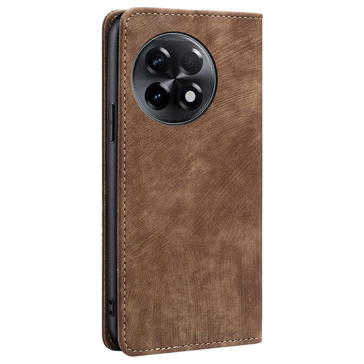 For OnePlus Ace 2 5G / 11R 5G RFID Blocking Leather Wallet Shockproof Cover Folding Stand Phone Case - Brown