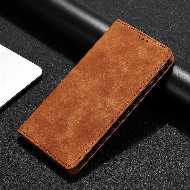 For OnePlus 11R 5G / Ace 2 5G Flip Case Card Holder PU Leather Skin-touch Phone Stand Cover - Light Brown