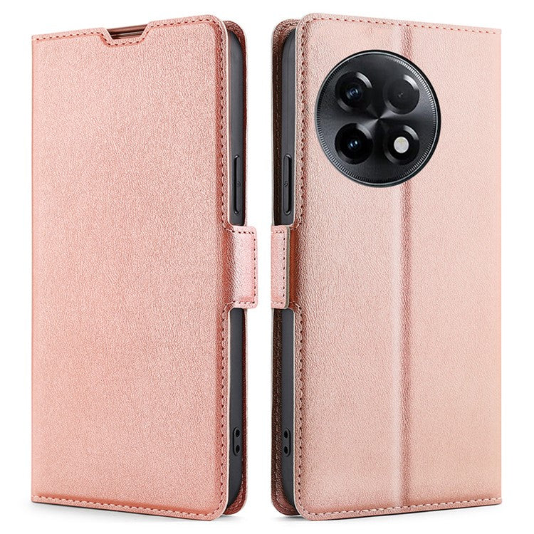 For OnePlus Ace 2 5G / 11R 5G Flip Folio Leather Cell Phone Cover Card Slots Stand Phone Case - Rose Gold
