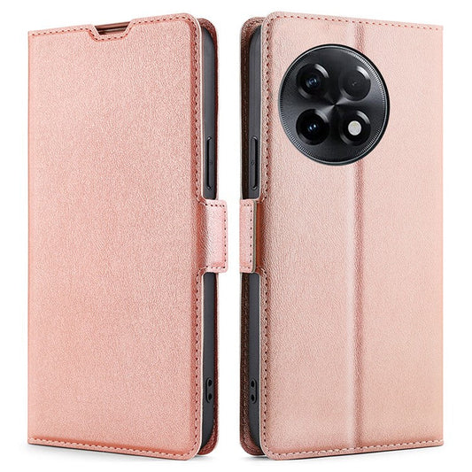 For OnePlus Ace 2 5G / 11R 5G Flip Folio Leather Cell Phone Cover Card Slots Stand Phone Case - Rose Gold