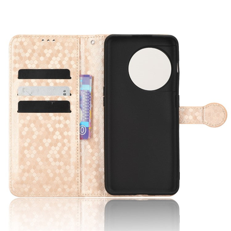 For OnePlus Ace 2 5G  /  OnePlus 11R 5G PU Leather Phone Cover Stand Wallet with Dot Pattern Imprinting - Rose Gold