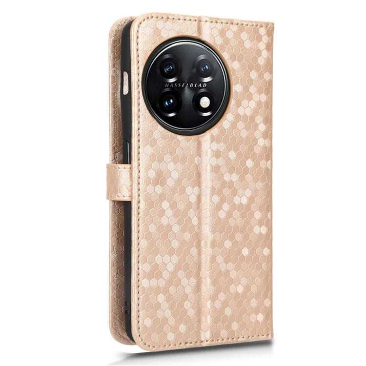 For OnePlus Ace 2 5G  /  OnePlus 11R 5G PU Leather Phone Cover Stand Wallet with Dot Pattern Imprinting - Rose Gold
