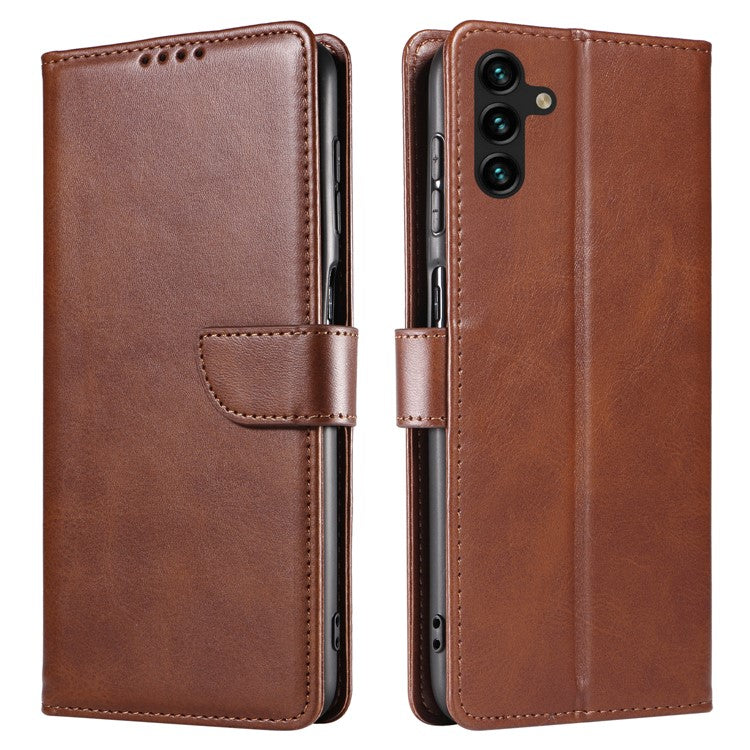 For Samsung Galaxy A04s 4G (164.7 x 76.7 x 9.1 mm) / A13 4G Cover Leather Phone Case Stand Wallet - Brown