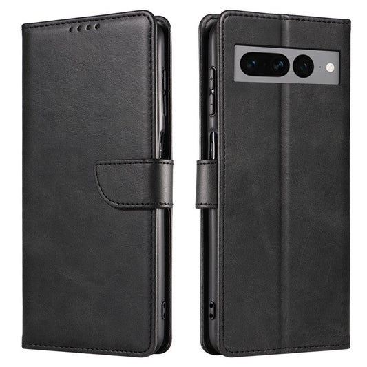 For Google Pixel 7 Pro 5G Anti-fall Phone Cover Square Clasp Leather Phone Case with Stand Wallet - Black