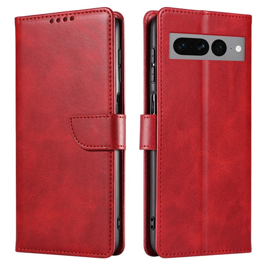 For Google Pixel 7 Pro 5G Anti-fall Phone Cover Square Clasp Leather Phone Case with Stand Wallet - Red