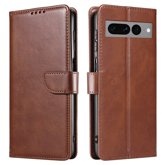 For Google Pixel 7 Pro 5G Anti-fall Phone Cover Square Clasp 
 Leather Phone Case with Stand Wallet - Brown