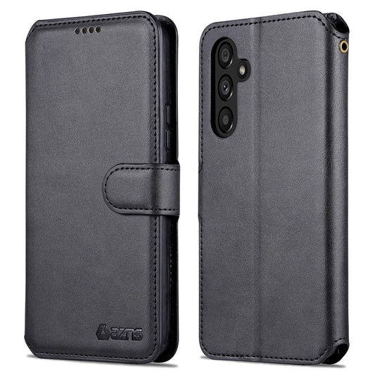 AZNS For Samsung Galaxy A34 5G Calf Texture Leather Phone Cover with Wallet Stand Anti-drop Case - Black