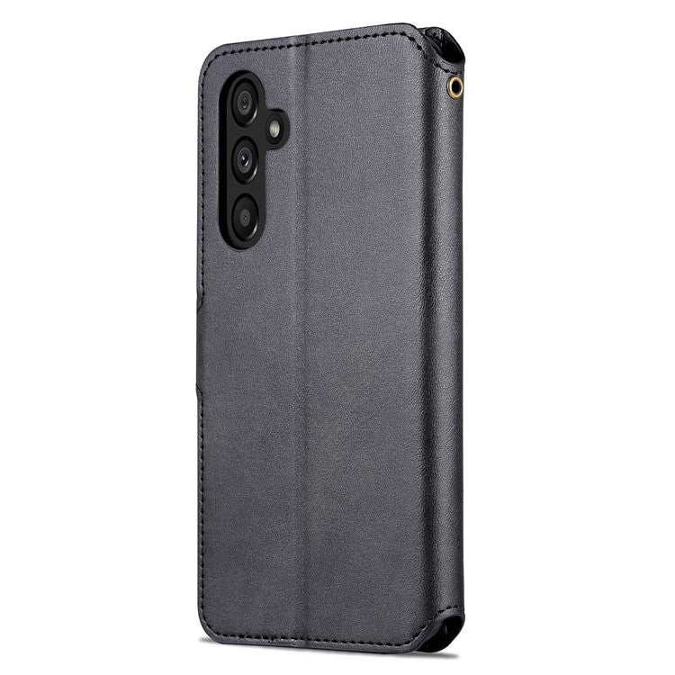 AZNS For Samsung Galaxy A34 5G Calf Texture Leather Phone Cover with Wallet Stand Anti-drop Case - Black