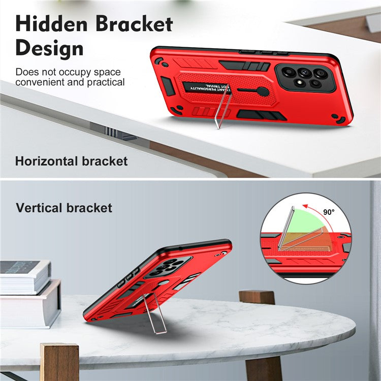 For Samsung Galaxy A73 5G TPU + PC Kickstand Phone Case Slim Anti-slip Mobile Phone Cover - Red