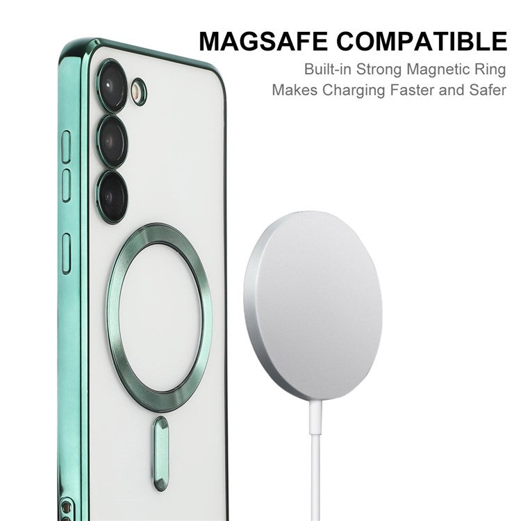 ENKAY HAT PRINCE For Samsung Galaxy S23 Electroplating Edge Camera Protection Back Cover Magnetic TPU Phone Case Compatible with Magsafe - Silver